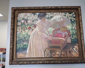 large vintage oil on canvas