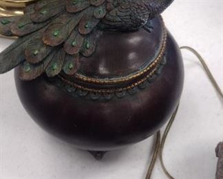 peacock lidded bowl