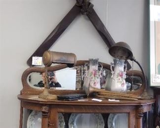 tiger oak China cabinet & collectibles