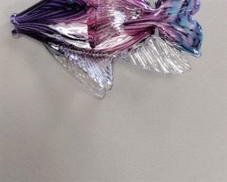 Cranberry art glass fish