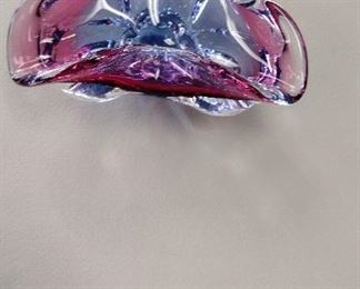 folded cranberry art glass controlled bubble