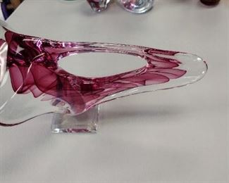 awesome piece of cranberry art glass