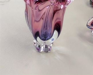 large cranberry art glass vase