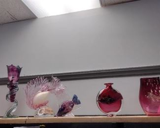 high end cranberry art glass collection