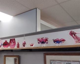 high end cranberry art glass collection
