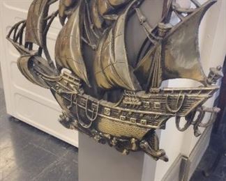 large cast aluminum sailing ship