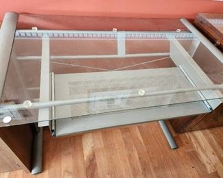 Glass top computer desk