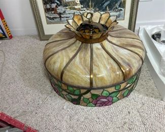 ANTIQUE LEADED GLASS LIGHT FIXTURE