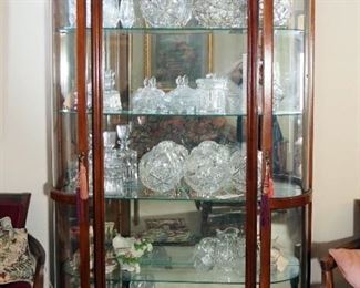 Lighted Two Door Curved Pulaski Curio Cabinet With 4 Glass Shelves, 80" x 49.5" x 14"