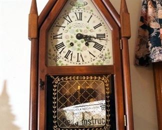New England Clock Company Spring Wound Pendulum Grandmother's Clock With Instructions, 22" x 10.5" x 5"