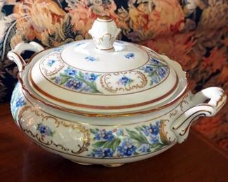 Bavaria Schumann Forget-Me-Not Patterned China Assortment, Includes Serving Platters, Serving Bowls, And Lidded Soup Bowl, Total Qty 9