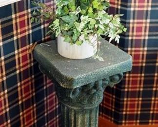 Ceramic Column Plant Stand 25, With Artificial Lilies and Planter
