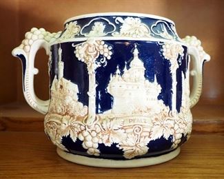 Vintage German Castle Punch Bowl Tourane Set With 10 Mugs