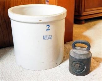 Ruckles Stoneware 9.5" Crock And 10lb Handled Door Weight
