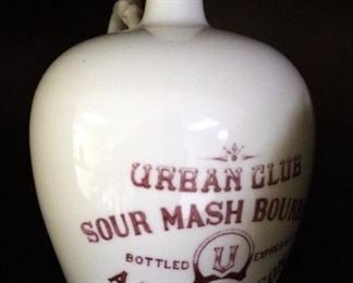 Urban Club Sour Mash Burbon Jug, Ceramic Duck, Carosel Music Box Canister, Haviland China Plate, And More