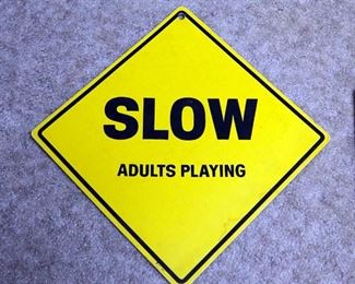 Cardboard "STOP Merging Drinker" And "SLOW Adults Playing "Signs, 18" x 18" & 19" x 19"