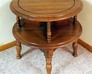 Round Turned Leg Tiered Accent Table, 24" x 25" Diameter