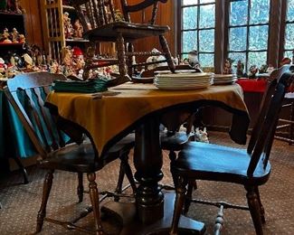 PEDESTAL TABLE AND CHAIRS
