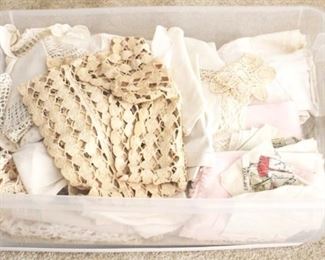 25 - Box of Antique Vintage Linens
