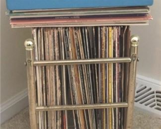 28 - Assorted Records with Stand - 11 x 15 x 15
