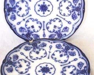 52 - 2 English flow blue 10" plates
