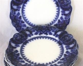 55 - 7 English 10" flow blue dinner plates
