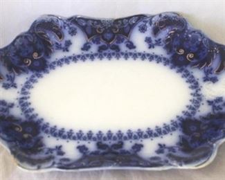 60 - Large English flow blue platter - 16.5 x 11.5
