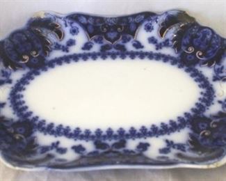 61 - Large English flow blue platter - 18.5 x 12.5
