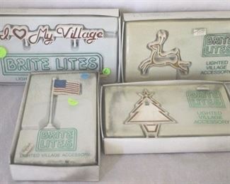 123 - Dept 56 Brite Lites Village Accessories 4 Piece In Box
