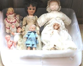 157 - Lot of Assorted Dolls in Plastic Tote
