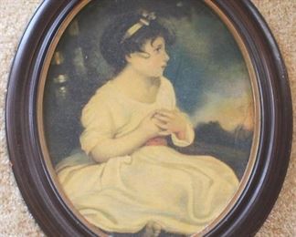 162 - Oval walnut frame with portrait 23x27
