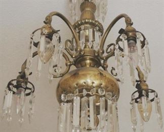 252 - Vintage Brass & Prism Chandelier 32 tall
