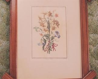 328 - Framed Print in vintage criss cross frame 23x18
