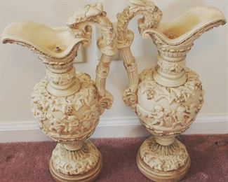 377 - Pair Vintage Ewers 20 tall
