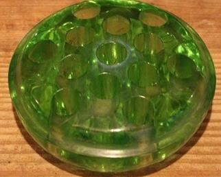 490 - Vintage green glass flower frog - 5"
