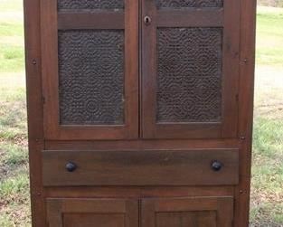 506 - Early southern pie safe w/ punched tins 70.5 x 33 x 15
