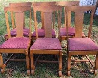 526 - Set of 6 oak Empire dining chairs 37 x 17 x 15
