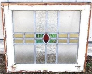 534 - Vintage stained glass window sash 18 x 21
