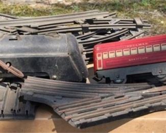 568 - Vintage metal train with tracks
