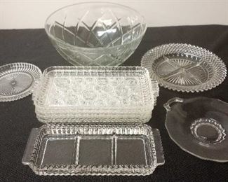 Cut Glass Serving Platters Bowl