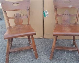 Six Matching Chairs For Vintage Wood Dining Table