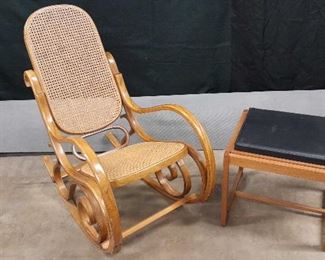 Wicker Rocking Chair with Non Matching Ottoman