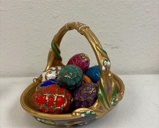 https://www.ebay.com/str/agesagoestatesales IR6079 Franklin Mint Faberge Spring Egg Basket 9 EGGS
