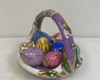 https://www.ebay.com/str/agesagoestatesales IR6094 Lillian Vernon Porcelain Easter Basket with 8 eggs