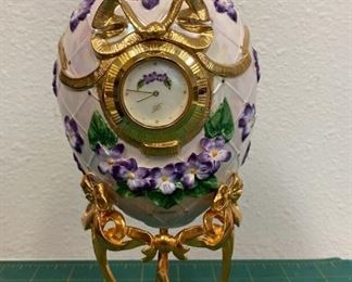 https://www.ebay.com/str/agesagoestatesales IR6095 House of Faberge Franklin Mint Purple Egg with clock