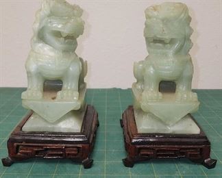 https://www.ebay.com/str/agesagoestatesales IR9138 Vintage Two Jadeite Chinese Green Foo Dogs on Wooden Stands