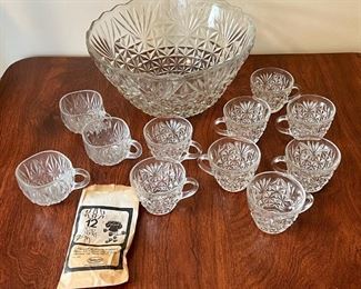 Cut Glass Punch Bowl 11 Cups