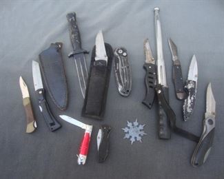 Pocket knives, billy club