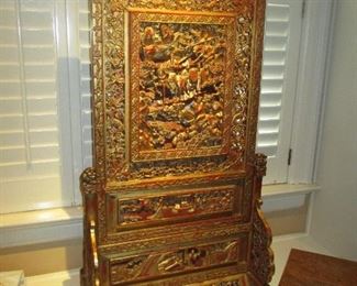 Decorative carved Oriental panel appx 4' tall