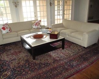Sofas and palace size hand-tied Oriental carpet appx 21 x 12